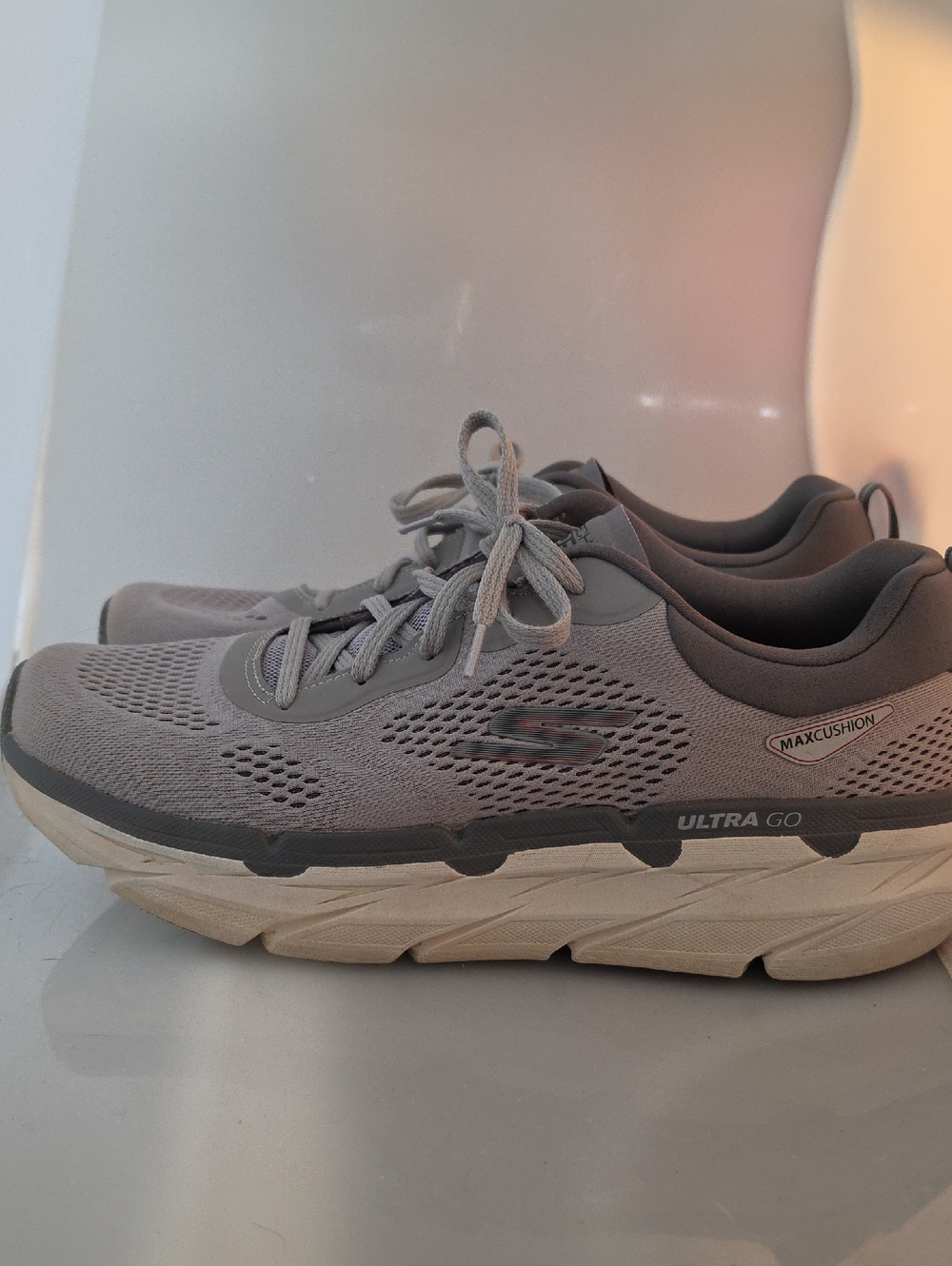 Skechers Grey Mesh Max Cushion ULTRA GO Running Shoes